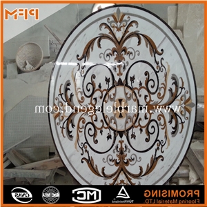 Waterjet Marble Tiles Design Floor Pattern,Natural Marble Flooring Design, Dark Emperador/Golden Year/Rosso Verona/Crema Marfil/Honey Onyx/Onyx Green/India Green Marble Medallion