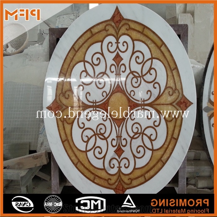 Waterjet Marble Tiles Design Floor Pattern,Natural Marble Flooring Design, Dark Emperador/Golden Year/Rosso Verona/Crema Marfil/Honey Onyx/Onyx Green/India Green Marble Medallion