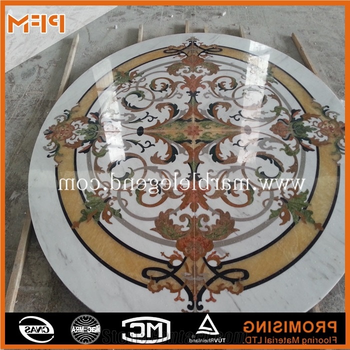 Waterjet Marble Tiles Design Floor Pattern,Natural Marble Flooring Design, Dark Emperador/Golden Year/Rosso Verona/Crema Marfil/Honey Onyx/Onyx Green/India Green Marble Medallion