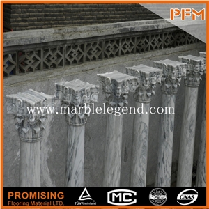 Western Style White Marble Column,Roman Pillar Cap Rounded Column Marble Pillar,Garden and Home White Marble Pillars