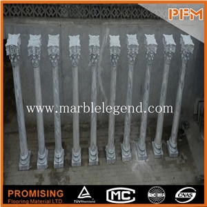 Western Style White Marble Column,Roman Pillar Cap Rounded Column Marble Pillar,Garden and Home White Marble Pillars