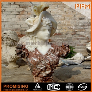 White and Red Jade Marble/ Bust Sculptured Statue /Western/European Customized Figure Human/ Hand Carving