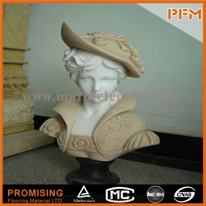 White and Yellow Marble /Bust Sculptured Statue /Western/European Customized Figure Human/ Hand Carving