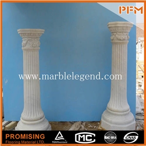 White Marble Pillar/Column for Hall with Hand Carved White Marble Pillar/Column for Hall with Hand Carved