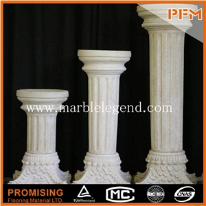 White Marble Pillar/Column for Hall with Hand Carved