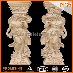 Yellow Buff Sandstone Sculptured Statue, Western & European Customized Figure Human & Animal, Hand Carving for Outdoor & Garden