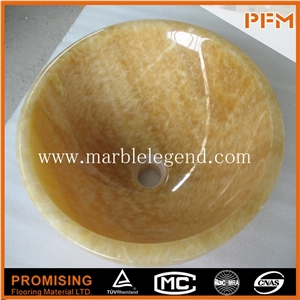 Yellow Honey Onyx Basin, Good Quality Natural Yellow Onyx Wash Basin