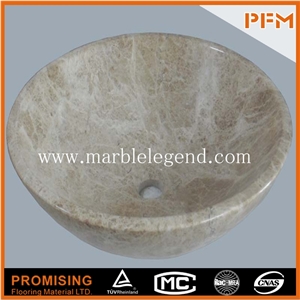 Yellow Marble Circle Sink,Yellow Wooden Marble Round Shaped Vessel Sink