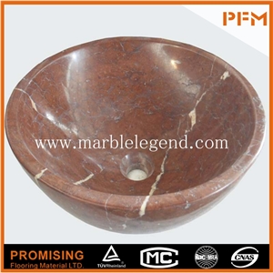 Yellow Marble Circle Sink,Yellow Wooden Marble Round Shaped Vessel Sink