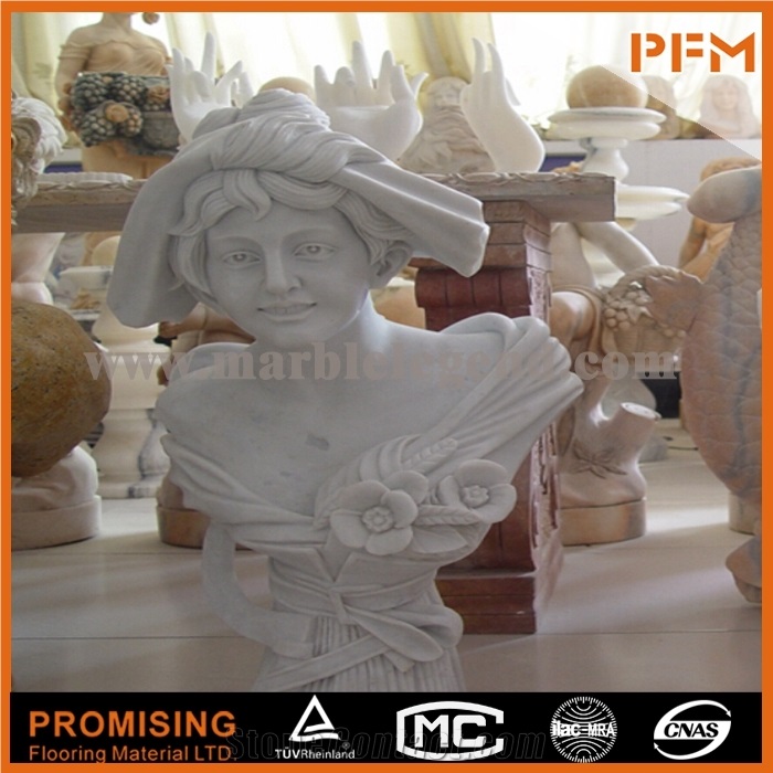 Young Woman Stone Bust Statues,Head Bust Stone Sculpture,Bust Handcarved in Marble