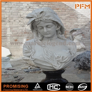 Young Woman Stone Bust Statues,Head Bust Stone Sculpture,Bust Handcarved in Marble
