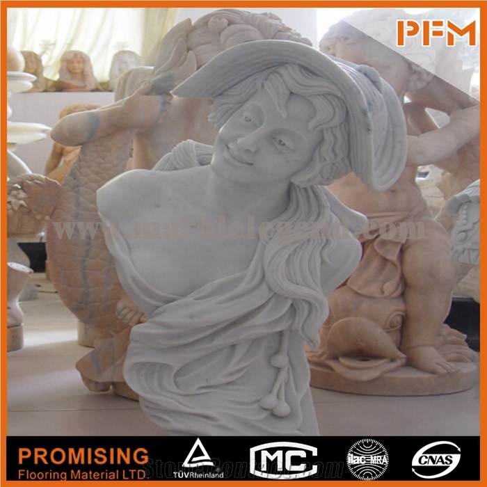 Young Woman Stone Bust Statues,Head Bust Stone Sculpture,Bust Handcarved in Marble