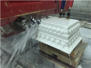 Sivec White Marble Carving Column Base on the Machine Tool with Cnc Sivec White Marble Carving Column Base on the Machine Tool with Cnc