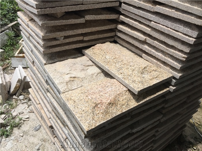 G682 Mushroom Stone for Wall Cladding, Yellow Granite Mushroom Stone Wall Panel