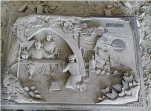 Caving Hand Design Hebei Black Granite Relief