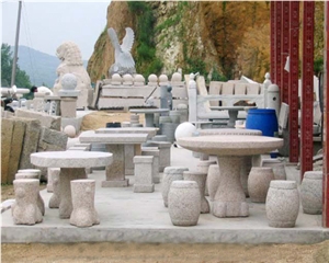 China Granite Table and Bench, Garden Table and Bench,Outdoor Table and Bench, G603 Grey Granite Garden Tables