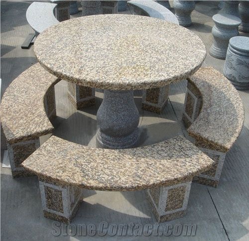 China Granite Table and Bench, Garden Table and Bench,Outdoor Table and Bench, G603 Grey Granite Garden Tables