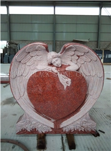 Indian Red Angel Heart Tombstones,Heart Monuments,Heart Headstone,Baby Angel
