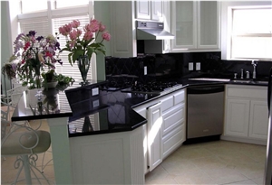 Shanxi Black Absolute Black Granite Kitchen Countertops / Western Design Desk Tops/Vanity Top/Island Top & Bar Top