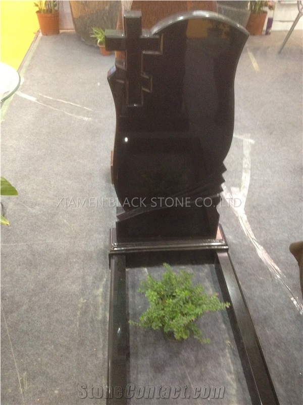 Shanxi Black Absolute Black Granite Stone Monuments,tombstones,gravestone,headstones, East Europe & Russia style
