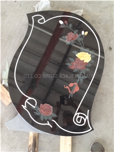 Shanxi Black Granite Monument & Tombstone Graving Blast Cutting Headstone