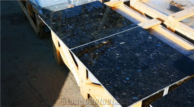 Tiles from Granite Labradorite Volga Blue, Volga Blue Extra, Extra Blue Ukraine, Galactic Blue, Blue Volga (Black Sea)