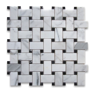 Bianco Carrara Marble Mosaic Tile, Italy White Marble, Polisehd Basketweave Mosaic, New Style Wall Decor Mosaic, Wall Covering Tile Panels
