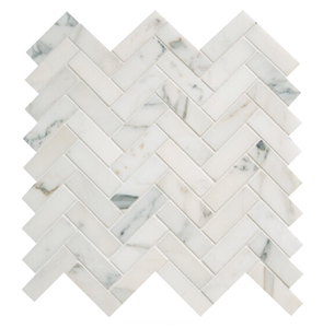 Calacatta Gold White Marble Herringbone Mosaic Tile, Italy White Marble, White Chip Mosaic, 3d Dimensional Wall Panels, Carrara Gold Marble Mosaic for Wall Paving