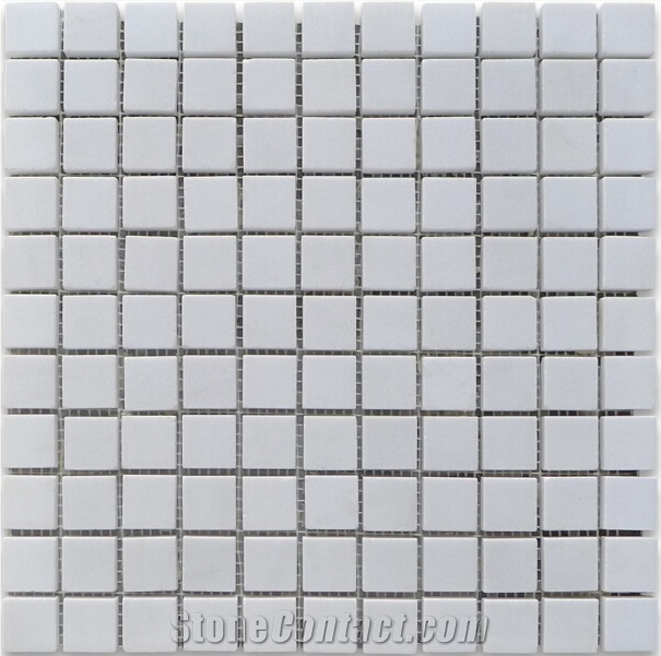Thassos White Square 1x1 Mosaic Tile, Danba White Marble Polished Mosaic, White Floor Marble Tile, Polished Wall Decor, Natural White Wall Panels