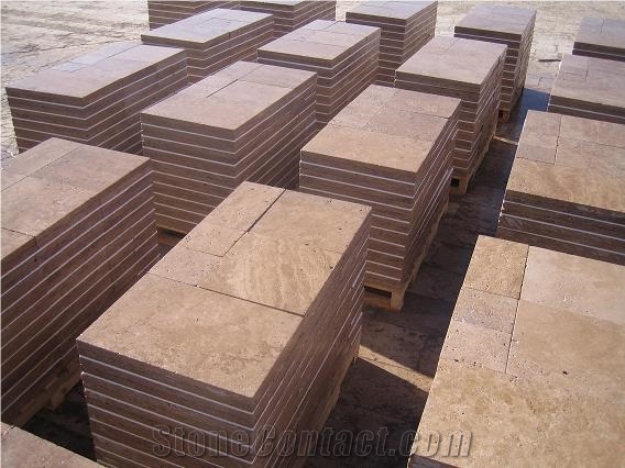 Walnut Travertine Blocks, Brown Travertine Blocks Turkey