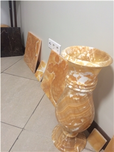 Orange Onyx Flower Pot, Yellow Onyx Flower Pot Iran