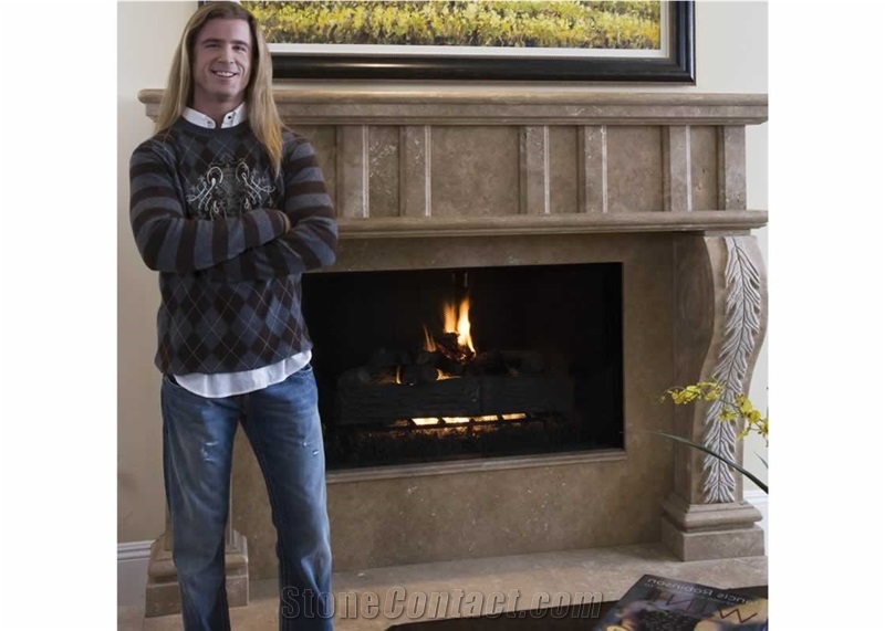 Noce Travertine Fireplace