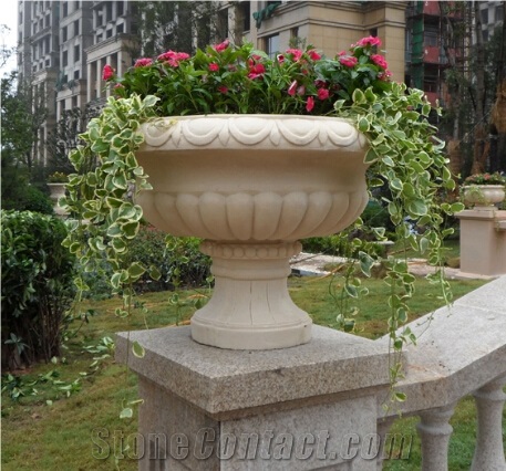 Artificial Beige Sandstone Flower Pots