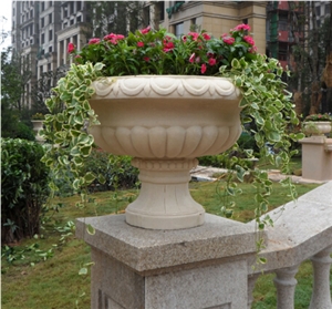Artificial Beige Sandstone Flower Pots