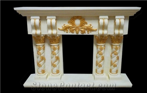 China Beige Sandstone Fireplace,Artificial Sandstone Fireplace