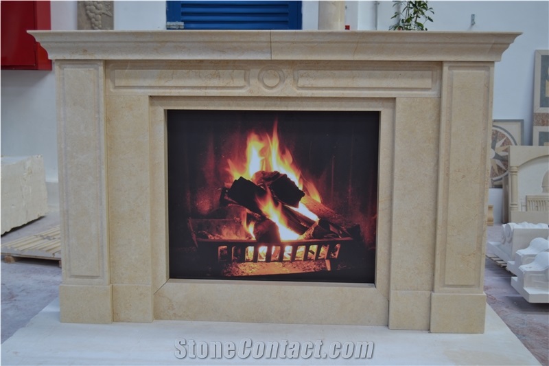 Jerusalem Gold Limestone Fireplace, Yellow Limestone Fireplace Palestine