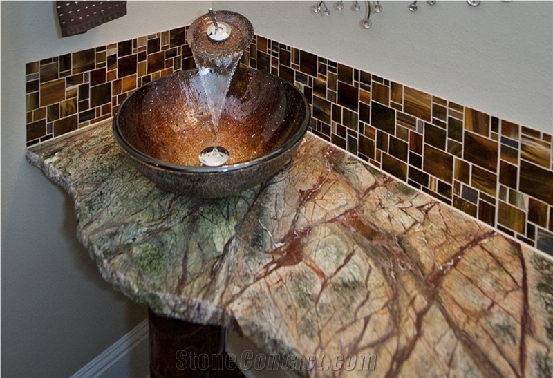 Rain Forest Green Marble Broken Edge Vanity Top