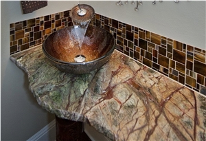 Rain Forest Green Marble Broken Edge Vanity Top
