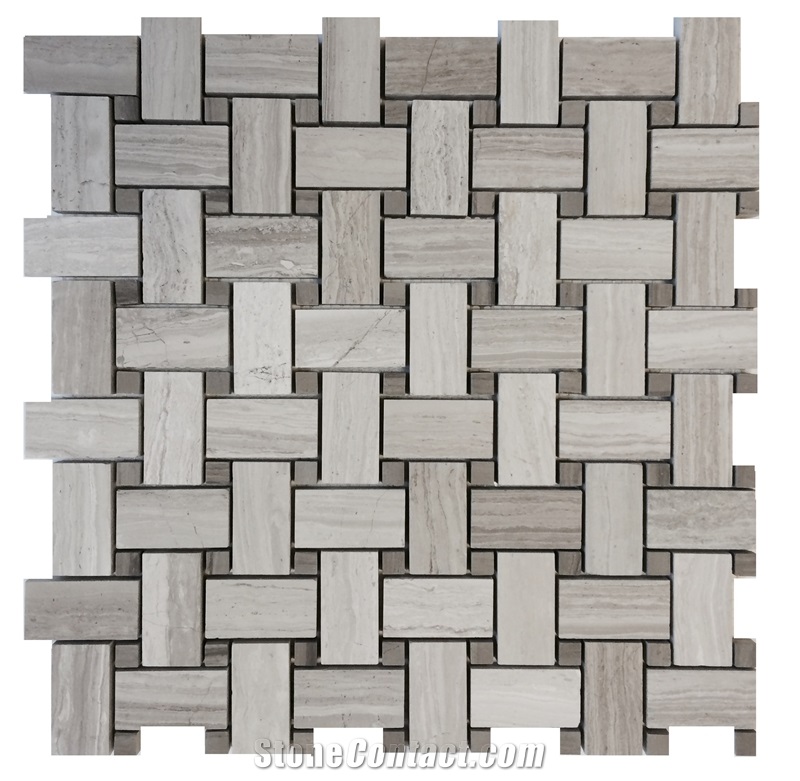Grey Wooden Vein Marble Mosaic Pattern,Tundra Gray Wood Grain Marble Basketweave Wall Floor Mosaic Covering for Bathroom-Gofar