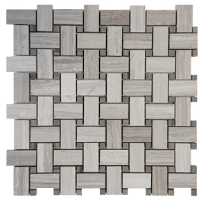 Grey Wooden Vein Marble Mosaic Pattern,Tundra Gray Wood Grain Marble Basketweave Wall Floor Mosaic Covering for Bathroom-Gofar