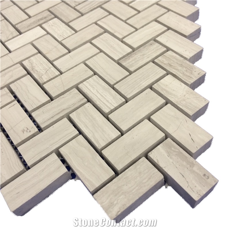 Grey Wooden Vein Marble Mosaic Pattern,Tundra Gray Wood Grain Marble Basketweave Wall Floor Mosaic Covering for Bathroom-Gofar