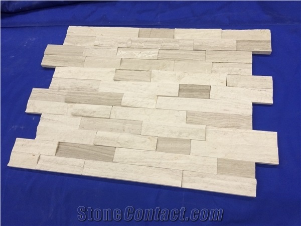 White Wooden Vein Marble Culture Stone Stacked Stone Field Stone Wall Cladding Panel Loose Stone,Interior Loose Corner Stone-Gofar