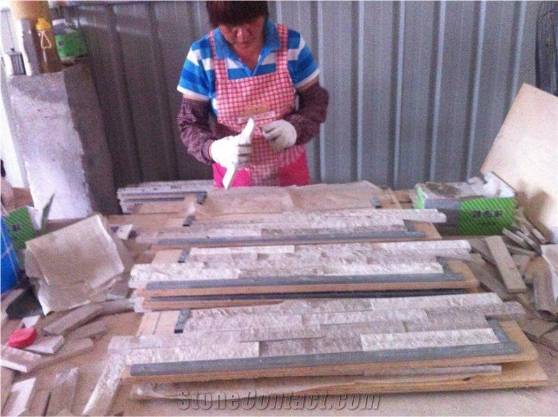 White Wooden Vein Marble Culture Stone Stacked Stone Field Stone Wall Cladding Panel Loose Stone,Interior Loose Corner Stone-Gofar