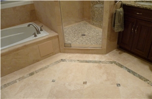 Classic Travertine and Mocha Onyx Travertine Bathroom