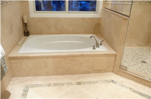 Classic Travertine and Mocha Onyx Travertine Bathroom
