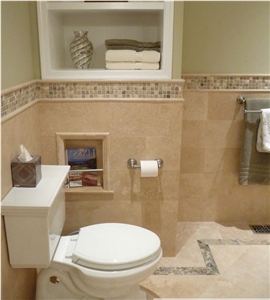 Classic Travertine and Mocha Onyx Travertine Bathroom