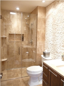 Spa Bathroom Remodel - Classic Travertine Plank Set Linear Drain Classic Travetine Spa Bathroom Remodel - Classic Travertine Plank Set Linear Drain Classic Travetine
