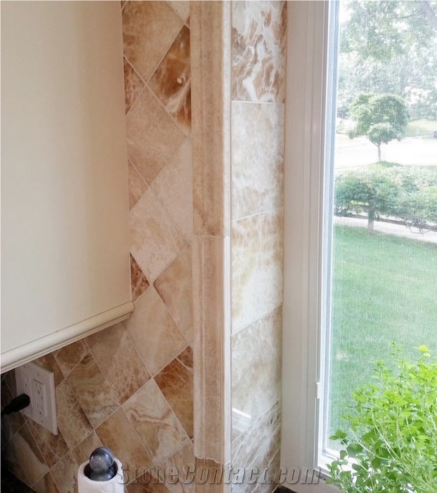 The Splendor Of Honey Onyx - Kitchen Backsplash and Window Surround