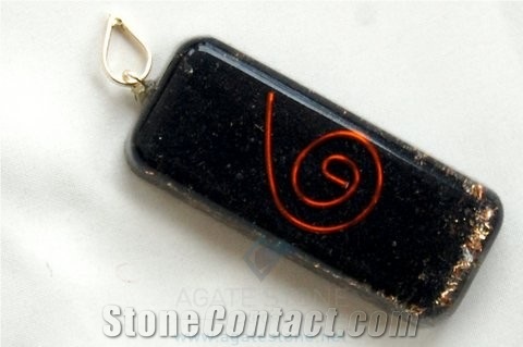 Black Tourmaline Orgone Long Rectangle Pendant, Orgonite Pendants, Healing and Meditation Pendants