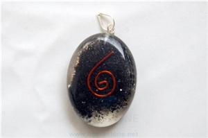 Black Tourmaline Orgone Oval Pendant, Orgonite Pendants, Healing Crystals